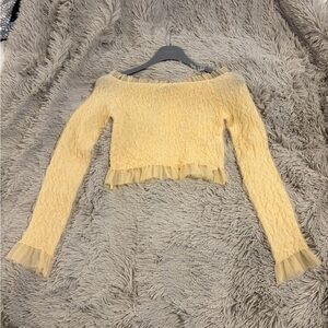 Zara Knit Organza Sweater, Light Tan / Yellow